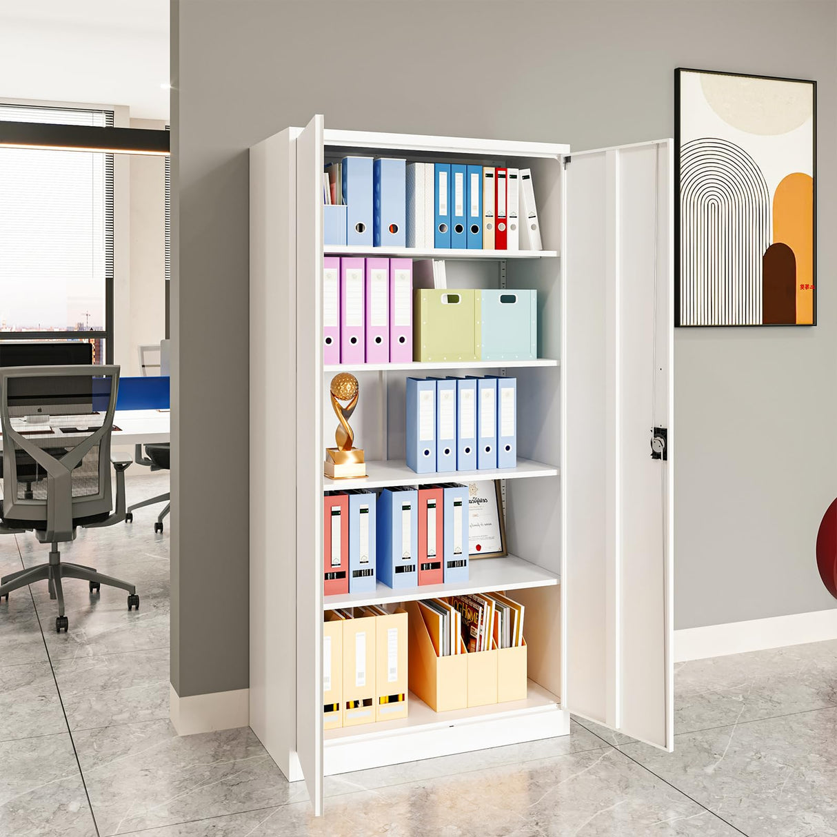 Anxxsu Metal Storage Cabinet with 2 Doors and 4 Adjustable Shelves, 71" Steel Garage Storage Cabinet, Locking Tool Cabinets for Office, Anxxsu