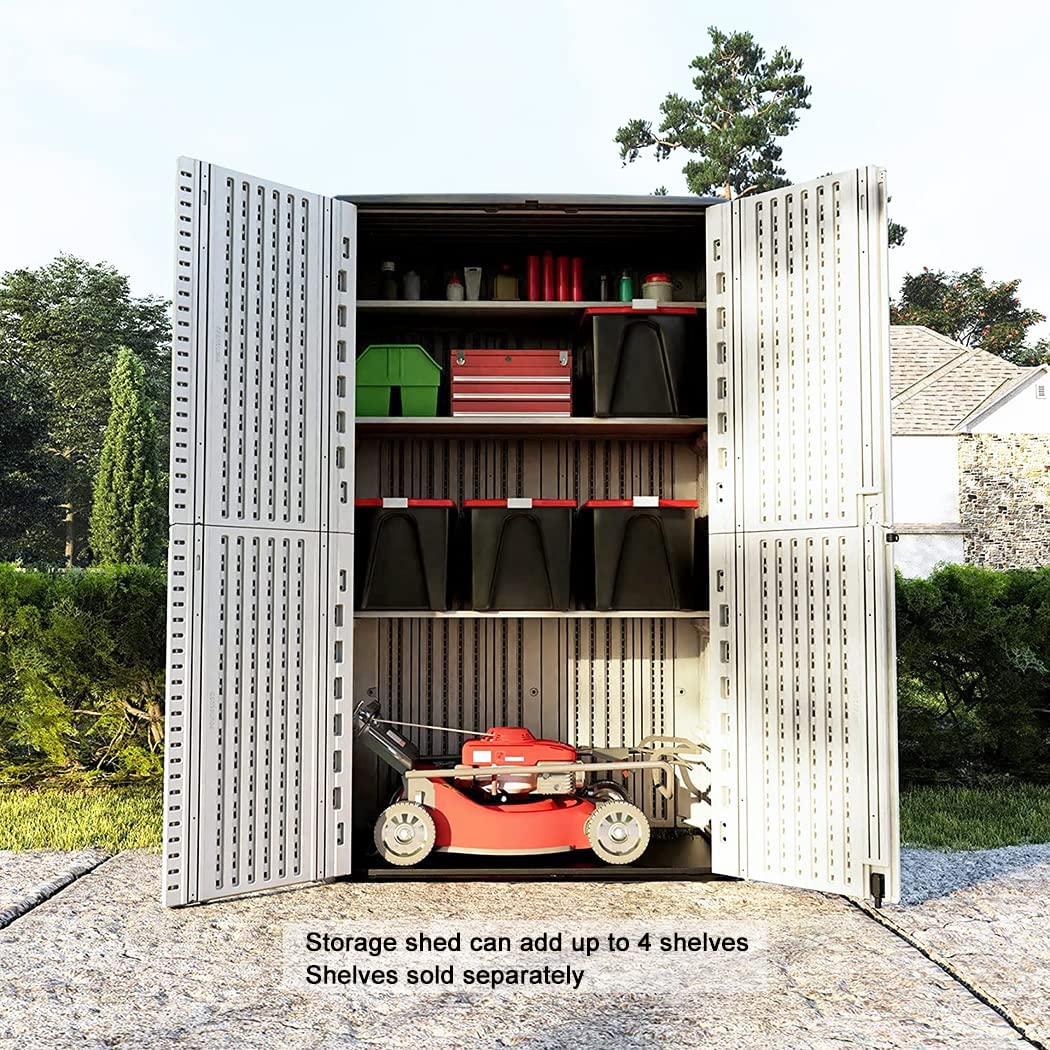 Kinying Polyethylene Outdoor Storage Cabinet, Vertical Storage Shed Perfect to Store Patio Furniture, Garden Tools Accessories,Bike,Beach Chairs and KINYING