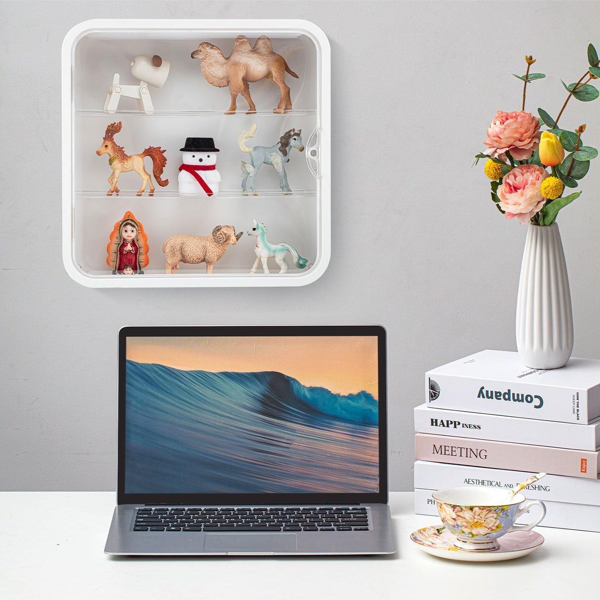 Menkxi 2 Pcs Display Case for Figures 3 Tiers Doll Storage Box Wall Mounted Clear Display Box Dust Proof Display Cabinet Organizer with Magnetic Door Menkxi