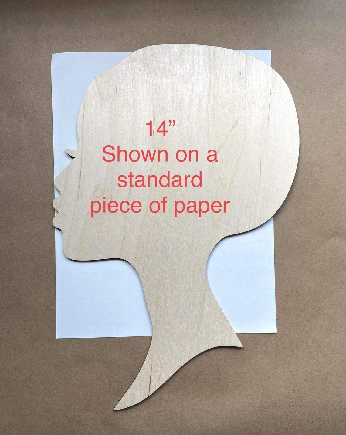 Texan Wood Crafts Small to Large Select your Size African Woman Women Face with Lashes Silhouette Head Unfinished Wood Laser Cut Cutout Shape DIY Texan Wood Crafts