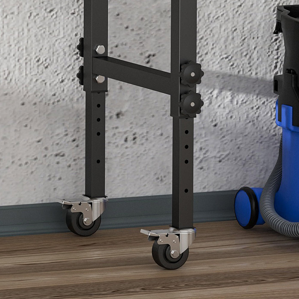 HOMCOM 47" Work Bench with Height Adjustable Legs, Bamboo Tabletop Workstation Tool Table on Wheels for Garage, Weight Capacity 1320 Lbs, HOMCOM