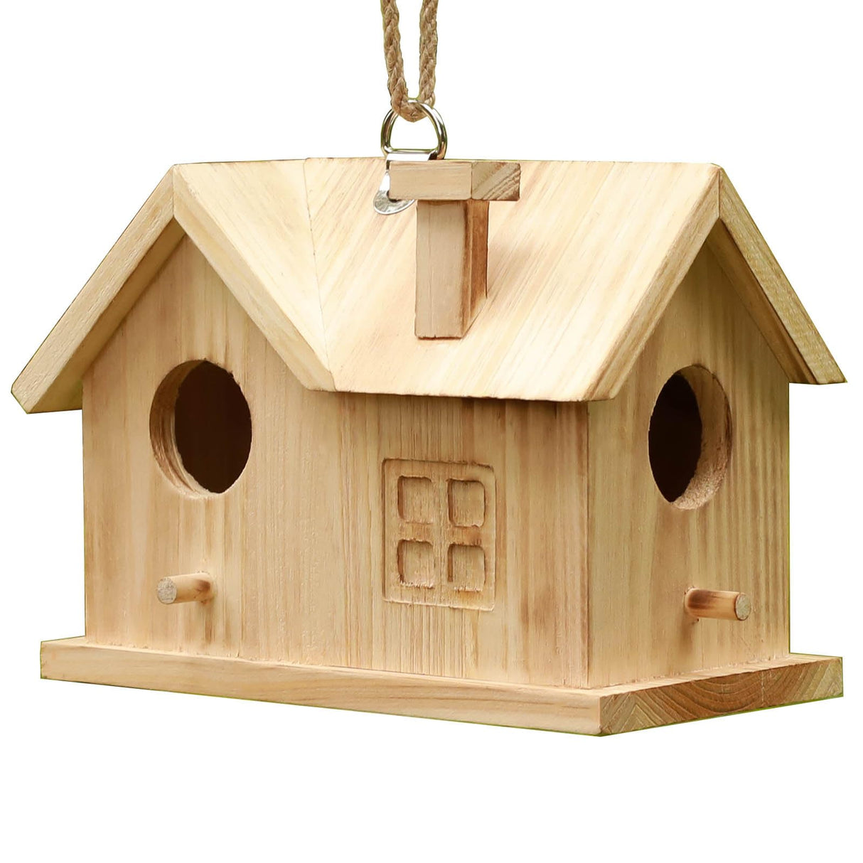 Bird House Outdoors Hanging Bird House for Outside - Unfinished Wooden Birdhouse for Painting - Sheltered Warm Place for Small Birds Bluebird House- STARSWR
