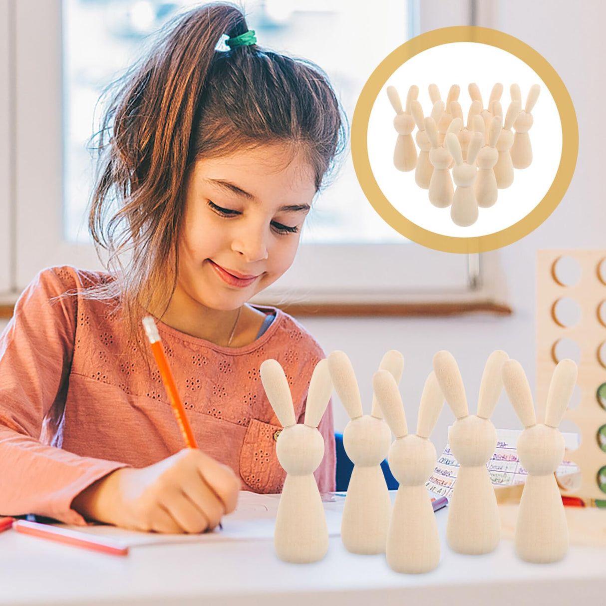 Light House Decorations for Home 10 Pcs Unfinished Wooden Peg Dolls Rabbit Wooden Peg Figures Animal Doll Bodies for DIY Craft Art Home Party EXCEART