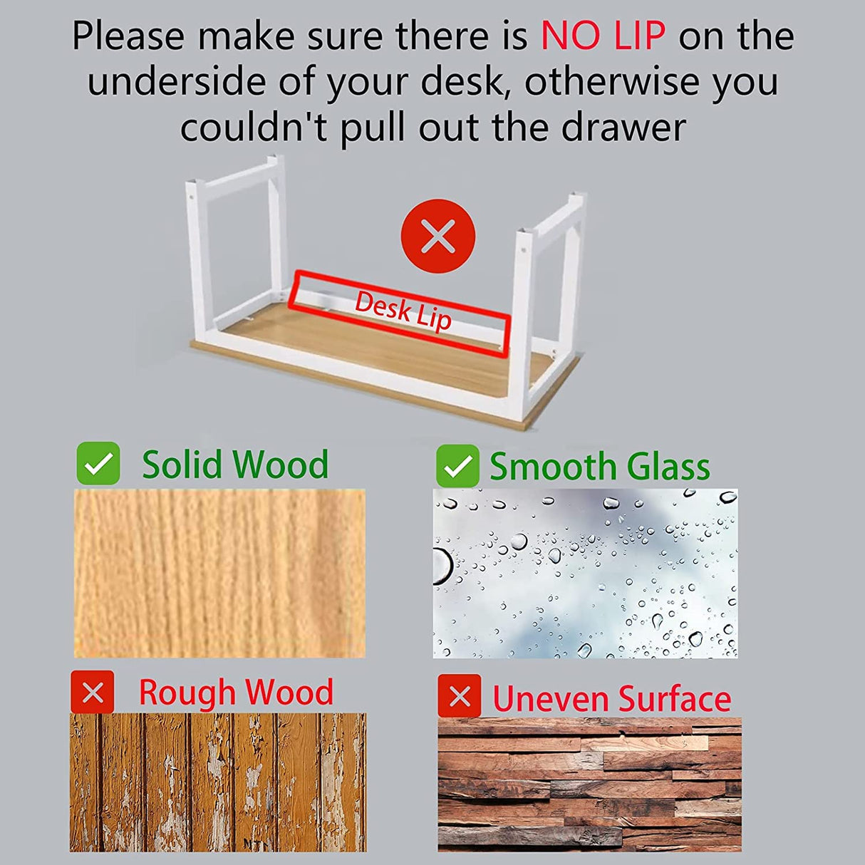 GGIANTGO Under Desk Drawer, Self-Adhesive Under Desk Storage, Desk Drawer Organizer for Office Home Stationery (Large-White) GGIANTGO