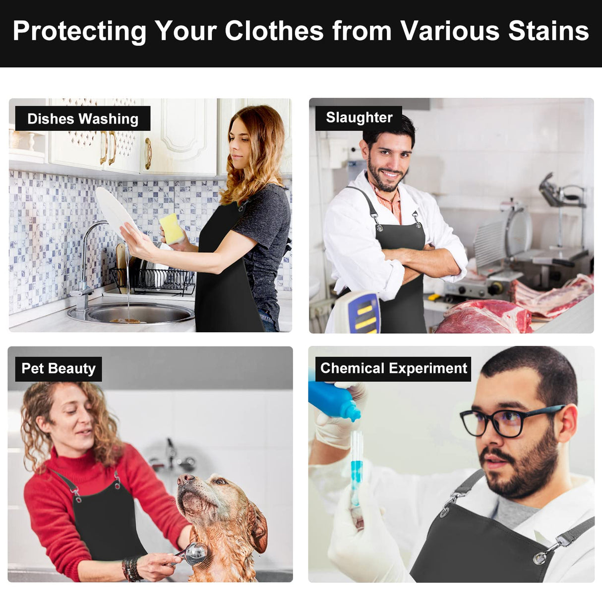 Sheomern Waterproof Rubber Apron, 43" Anti-Tear Heavy Duty Vinyl Apron Adjustable Thicker Cross Back Dishwasher Apron for Restaurant Dishwashing, Sheomern