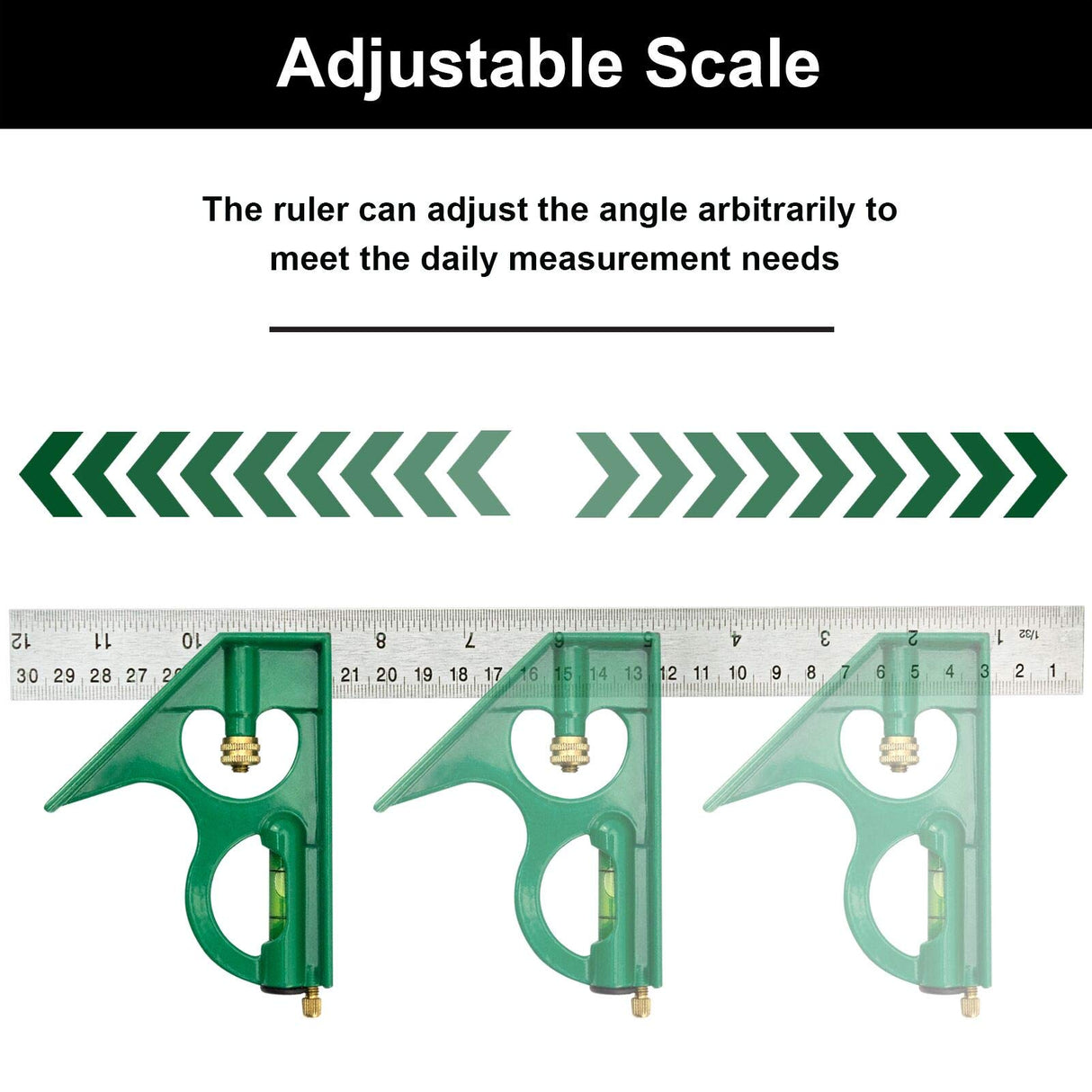 Nortools Combination Square Carpentry Tools with Metal-Body, Stainless Steel Blade Ruler, Accurate Woodworking Measure Square with Carpenter NORTOOLS