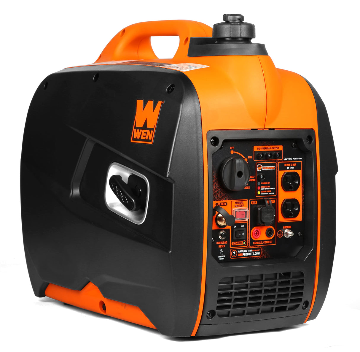 WEN DF250iX Super Quiet 2500-Watt Portable Dual Inverter Generator with Fuel Shut-Off and CO Sensor, Black WEN