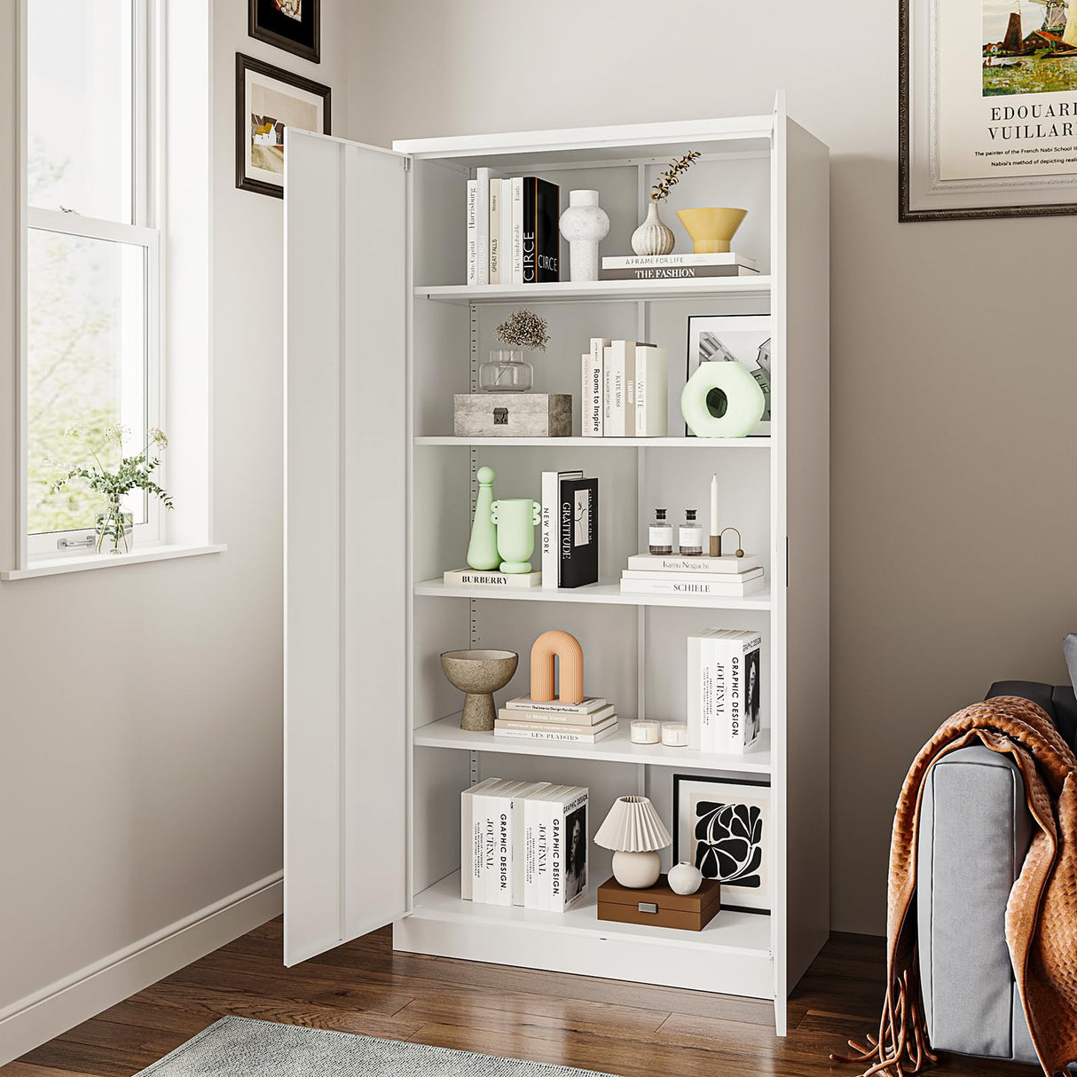 Anxxsu Metal Storage Cabinet with 2 Doors and 4 Adjustable Shelves, 71" Steel Garage Storage Cabinet, Locking Tool Cabinets for Office, Anxxsu