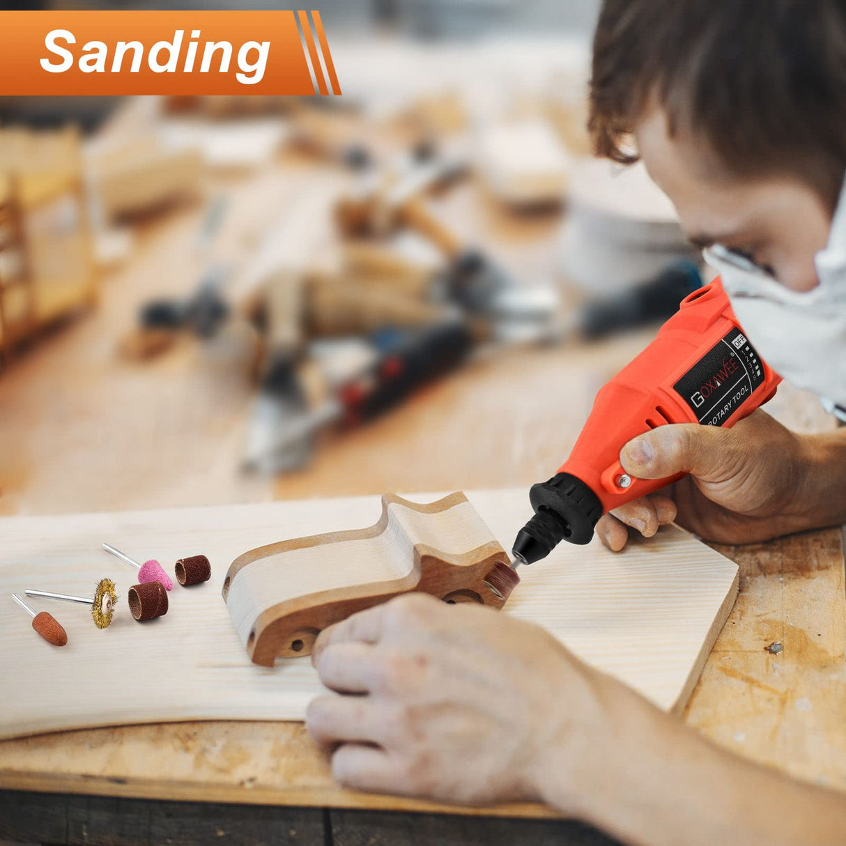 480Pcs Rotary Tool Accessories Kit, GOXAWEE 1/8 inch Shank Rotary Tool Accessory Set, Multi Purpose Universal Kit for Cutting, Drilling, Grinding, GOXAWEE