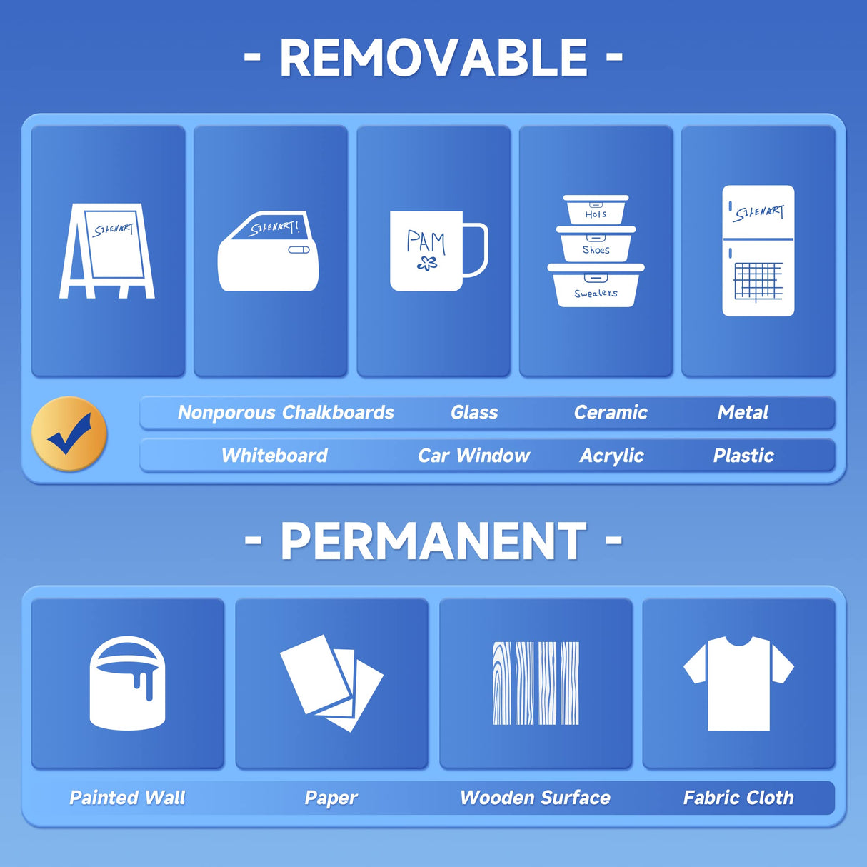 SILENART White Chalk Markers - 6 Pack White Dry Erase Markers Pen - Liquid Chalk Markers for Chalkboard Signs, Windows, Blackboard, Glass - 6mm SILENART