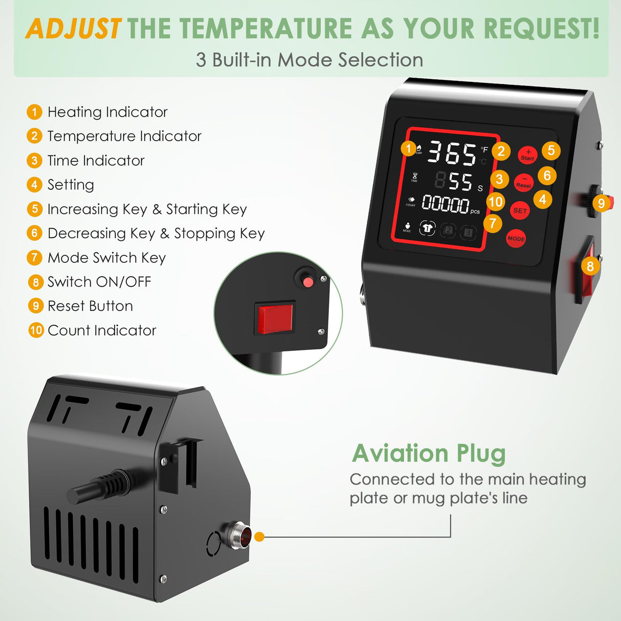 Slendor 5 in 1 Heat Press Machine 12x15 Inch T-Shirt Pressing Machine 360° Swing Away Sublimation Heat Press Digital Heat Transfer with 11OZ Tumbler Slendor