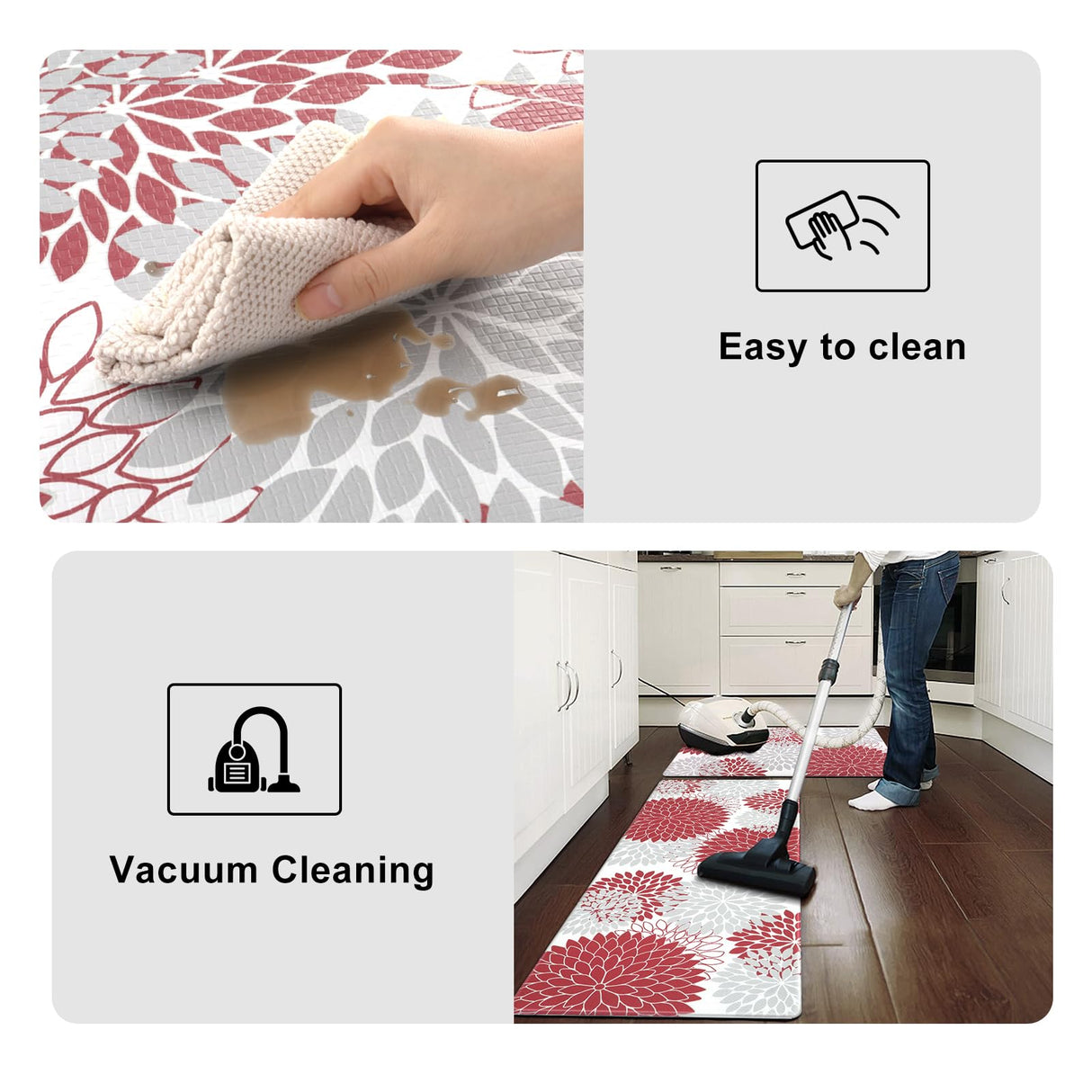 Anti Fatigue Kitchen Mats for Floor 2PCS,17"x47"+17"x29" Farmhouse Kitchen Rugs Non Slip Rubber Backing,Waterproof Cushioned Standing Mat for Collive