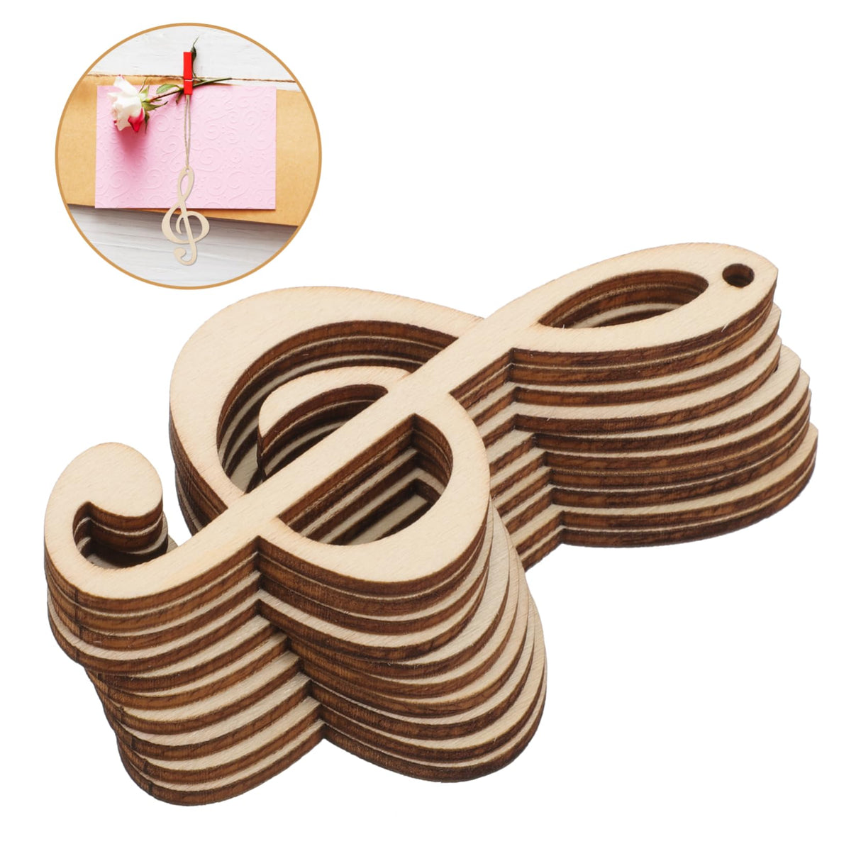 TEHAUX 10pcs Home Decor Wood Door Sign DIY Wooden Craft Musical Theme Party Favor Wood Centerpieces Wooden Slices Music Note Cutouts Wood DIY Craft TEHAUX