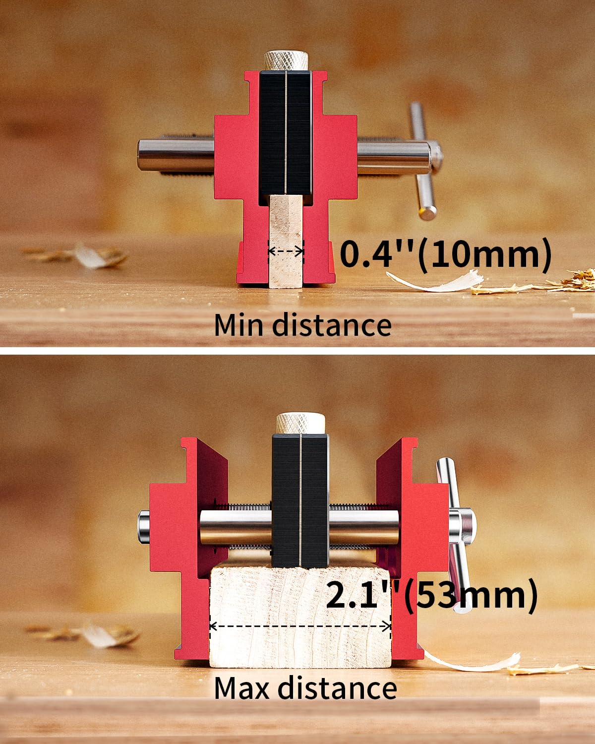 DAYDOOR Self Centering Doweling Jig, Adjustable Width Dowel Jig for Straight Holes, Biscuit Joiner Set with 6 Bushings and 3 Drill Bits(Red) DAYDOOR