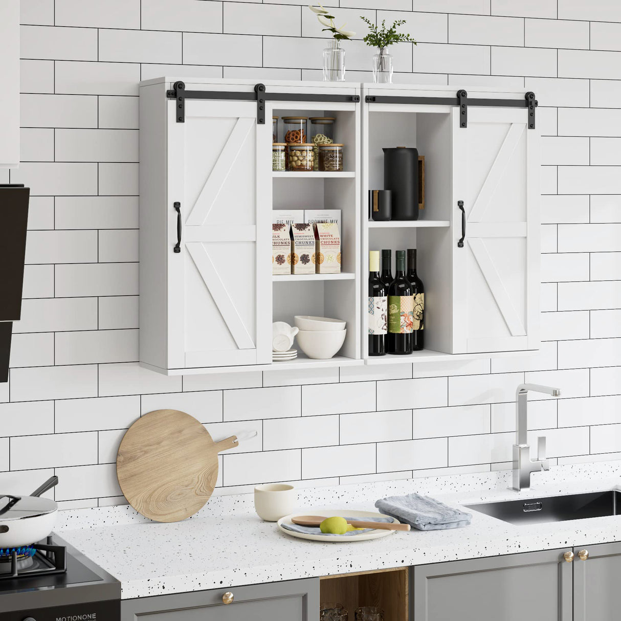 HOSTACK Bathroom Cabinet Wall Mounted, Farmhouse Medicine Cabinet with Sliding Barn Door & Adjustable Shelf, Over The Toilet Storage Cabinet for HOSTACK