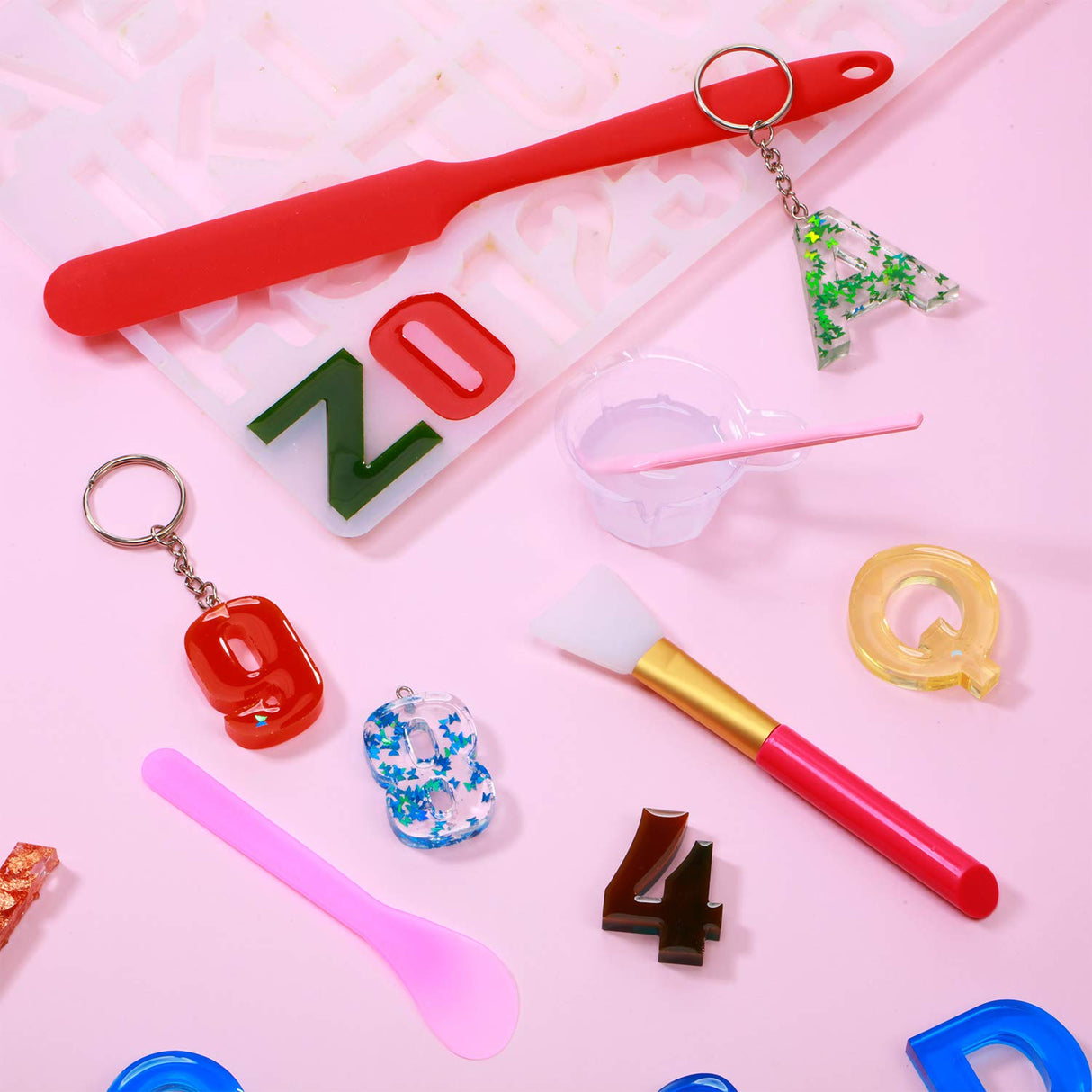 12 Pieces Resin Brush Silicone Stir Sticks Kit, Silicone Epoxy Brush Silicone Stirring Tool Applicator Mixing Spoon Silicone Scraper DIY Crafts Tool Patelai