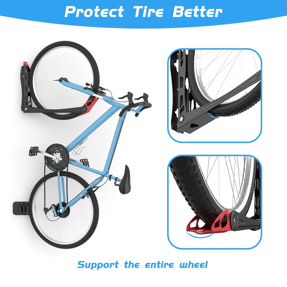 WALMANN BIKEPAL No Lifting Wall Mount Swivel Bike Rack, Vertical Bike Wall Hangers for Garage Space Saving Home Bike Storage Solution (2 Pack) WALMANN