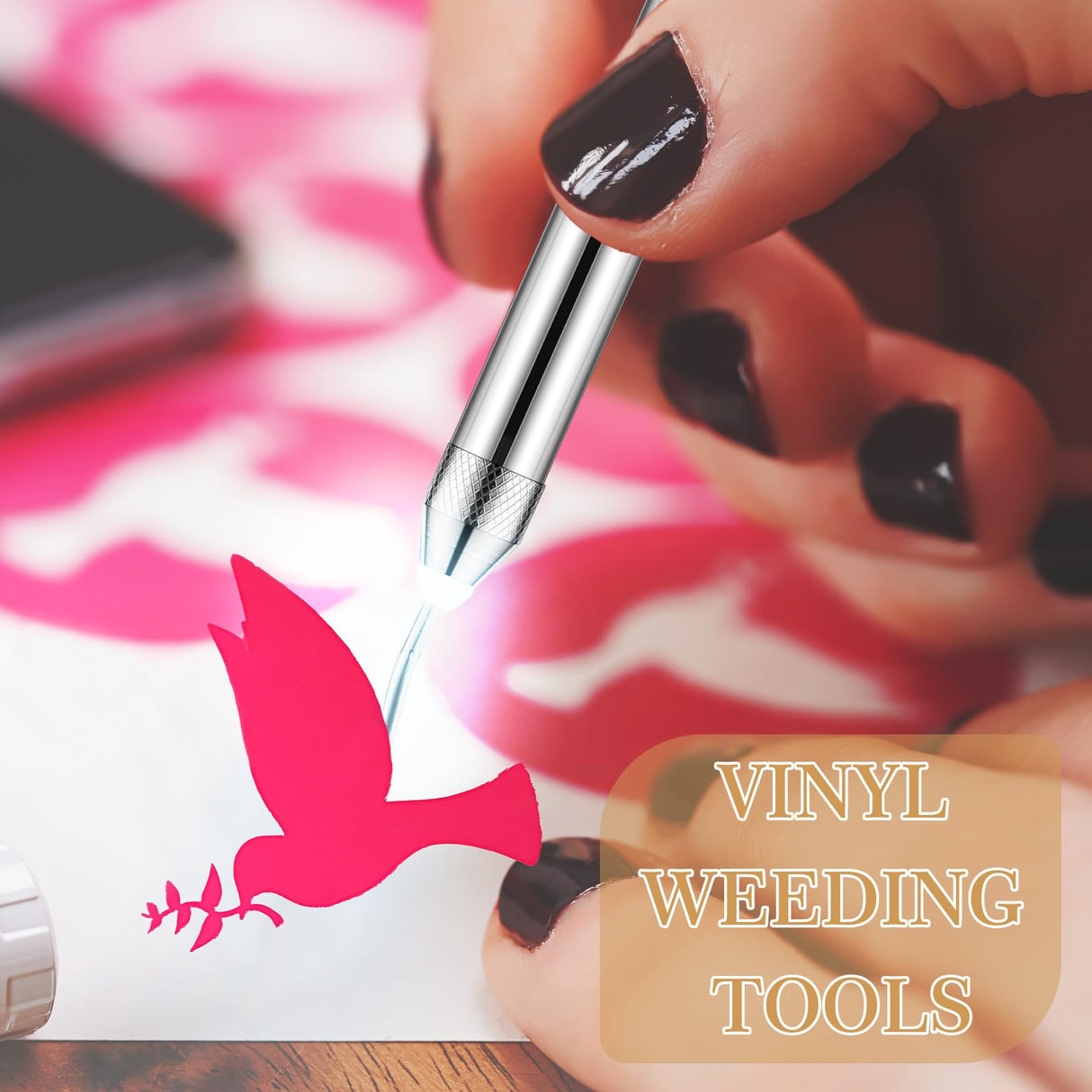 3 Pcs Weeding Tools for Vinyl with LED Light Set Pin Pen Weeding Tool Weeding Pen Craft Tweezers Pin Tools for Cutting Machines Crafting Accessories Therwen