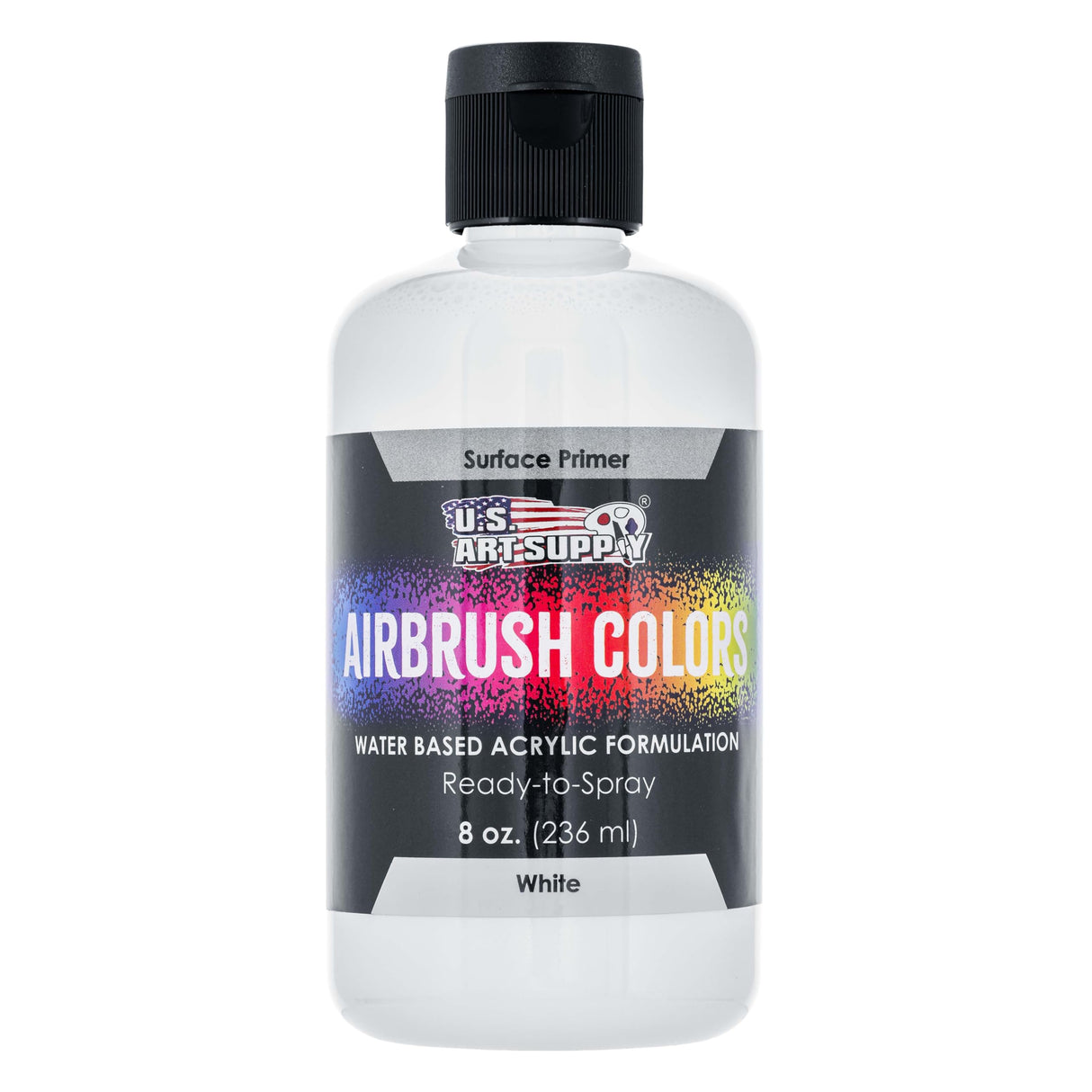 U.S. Art Supply White Surface Primer Airbrush Paint, 8 oz - Ready-To-Spray, Water-Based Acrylic Polyurethane - Artist Multi-Surface Priming, Plastic, U.S. Art Supply