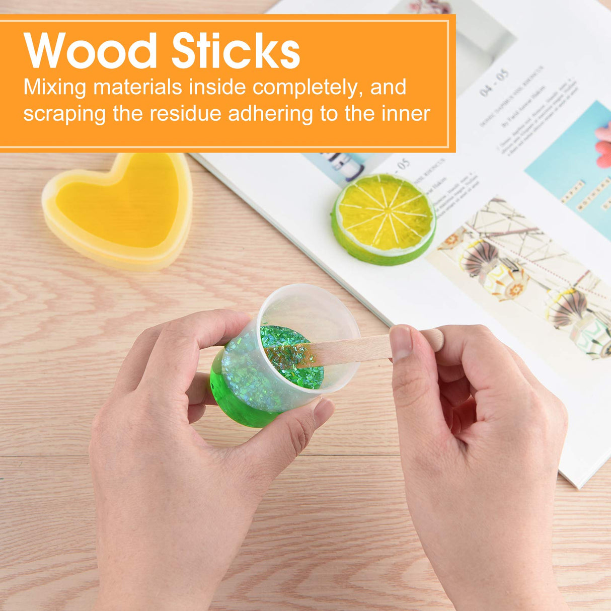 Coopay 50 Pack 60ml/2oz Plastic Graduated Cups Transparent Scale Cups Clear Epoxy Mixing Cups with 100 Pack Wooden Stirring Sticks for Resin, Epoxy, Coopay