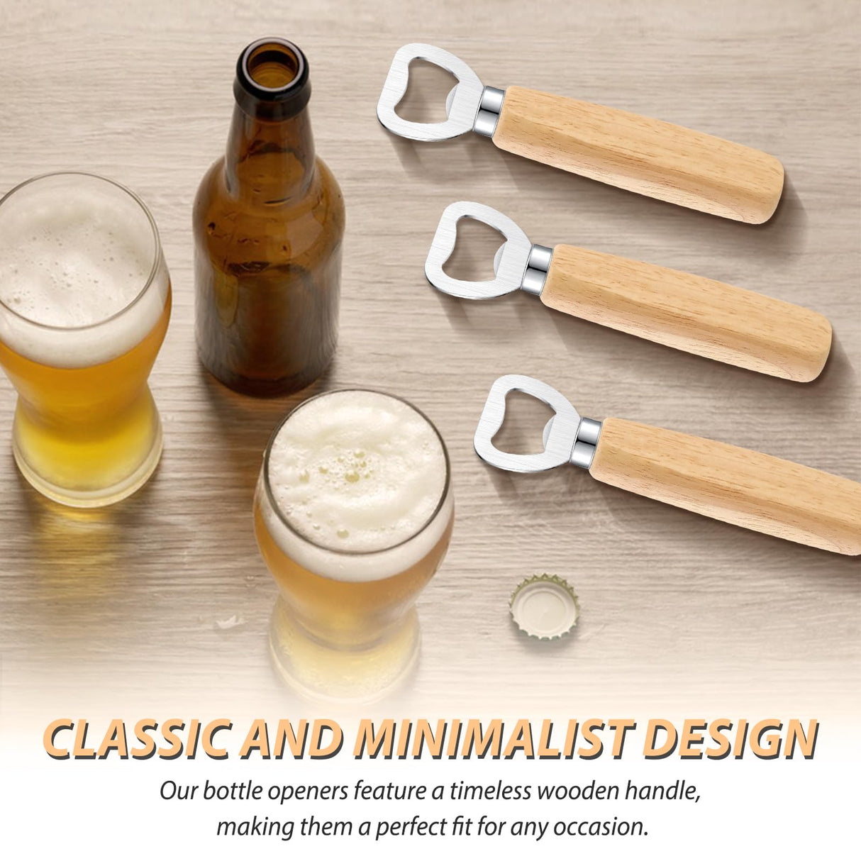 24pcs Bottle opener Beer Opener with Wooden Handle for engraving Cider Wine Bottle Opener Party Wedding Gifts YFANITI