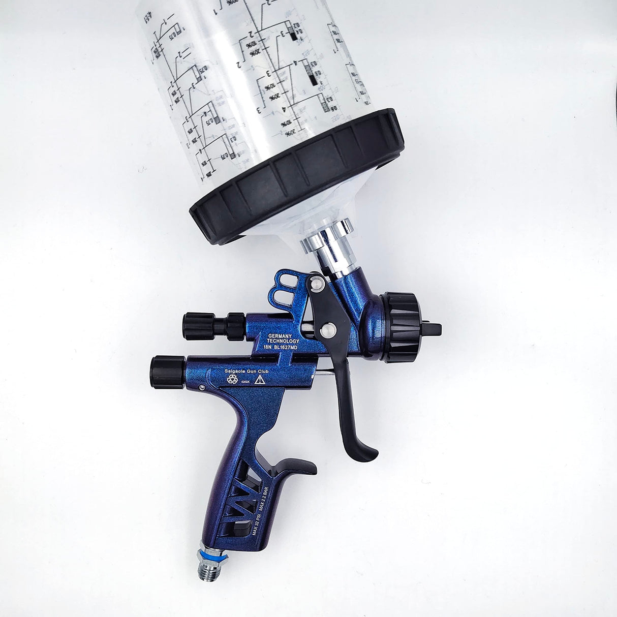 HVLP 6800B Spray Gun 1.3mm with no wash Cup and Adapter car spayer Painting Tool Spray air Paint Gun Airbrush Low Pressure 260L/MIn (Blue) Fivean