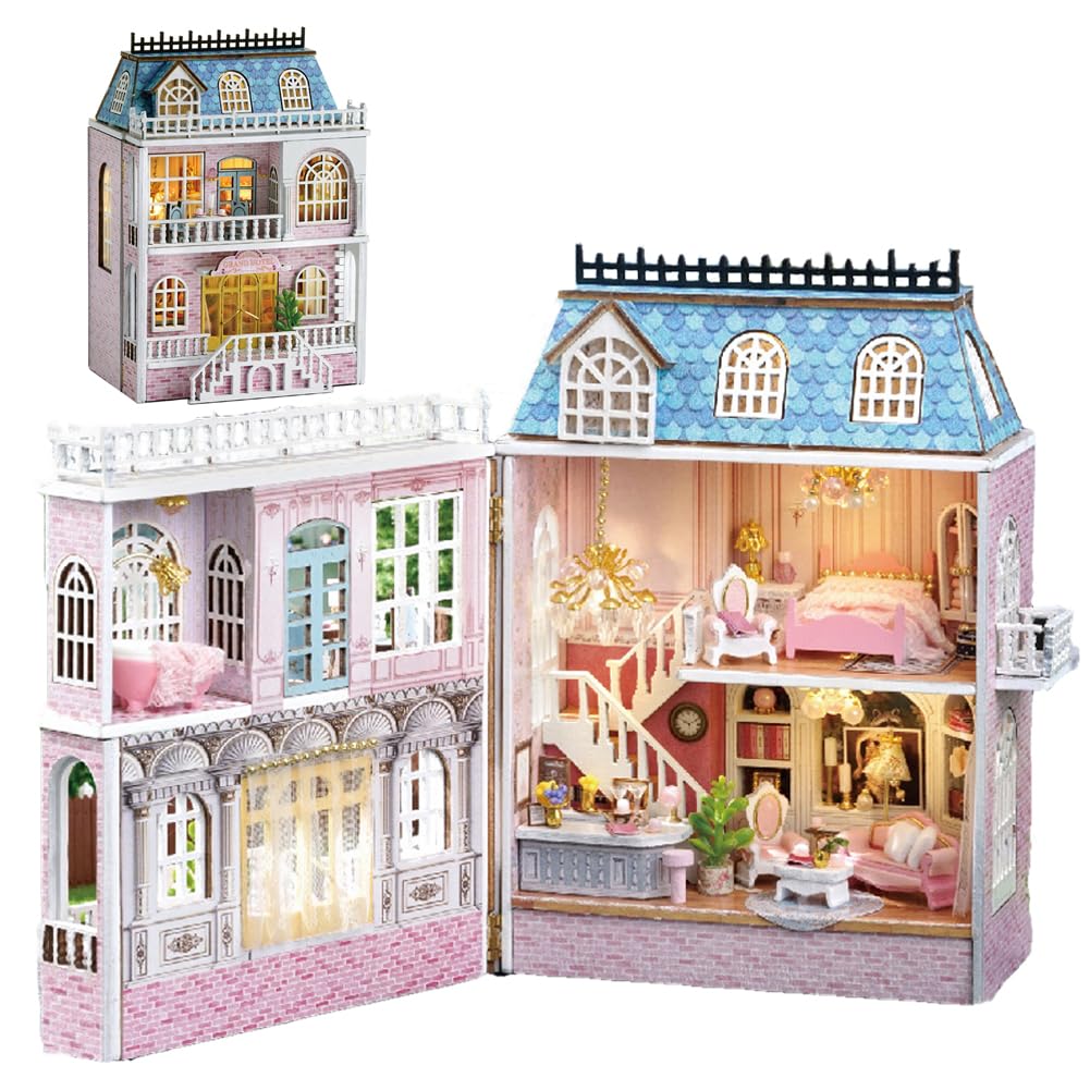 Montidey DIY Dollhouse Miniature Kit with Furniture,3D Chinese