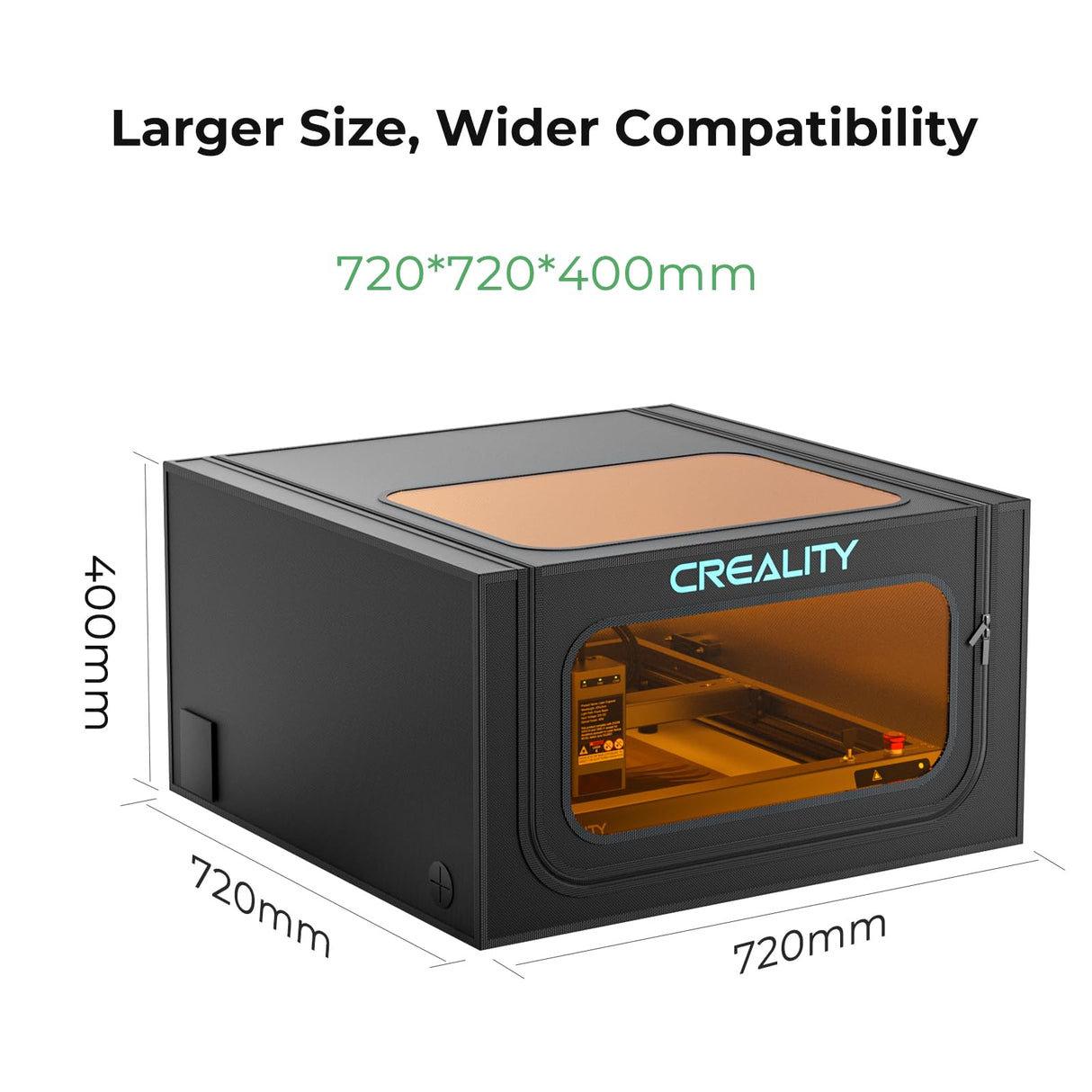 Creality Laser Engraver Enclosure 2.0 with Vent, Fireproof and Dustproof Laser Cutter Protective Cover 28.3x28.3x15.7in with Fan and Pipe, Fits for Creality