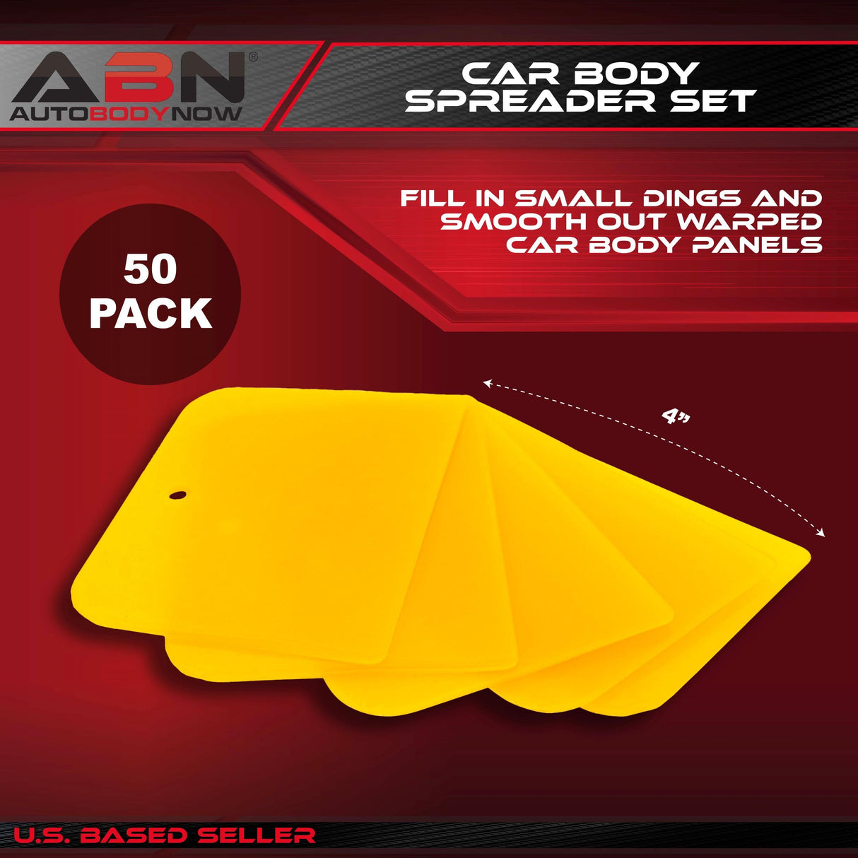 ABN Car Body Filler Spreader 50pc Set - 4in Flexible Plastic Body Filler Applicator Set for Fillers, Putties, and Paint ABN