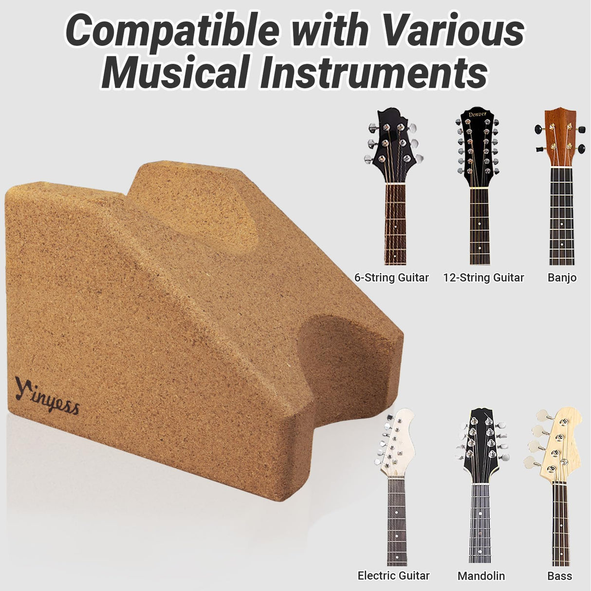 Guitar Neck Rest, Natural Cork Guitar Neck Support Pillow Cradle Holder, String Instrument Luthier Tool for String Changing, Repair, Cleaning, Guitar yinyess
