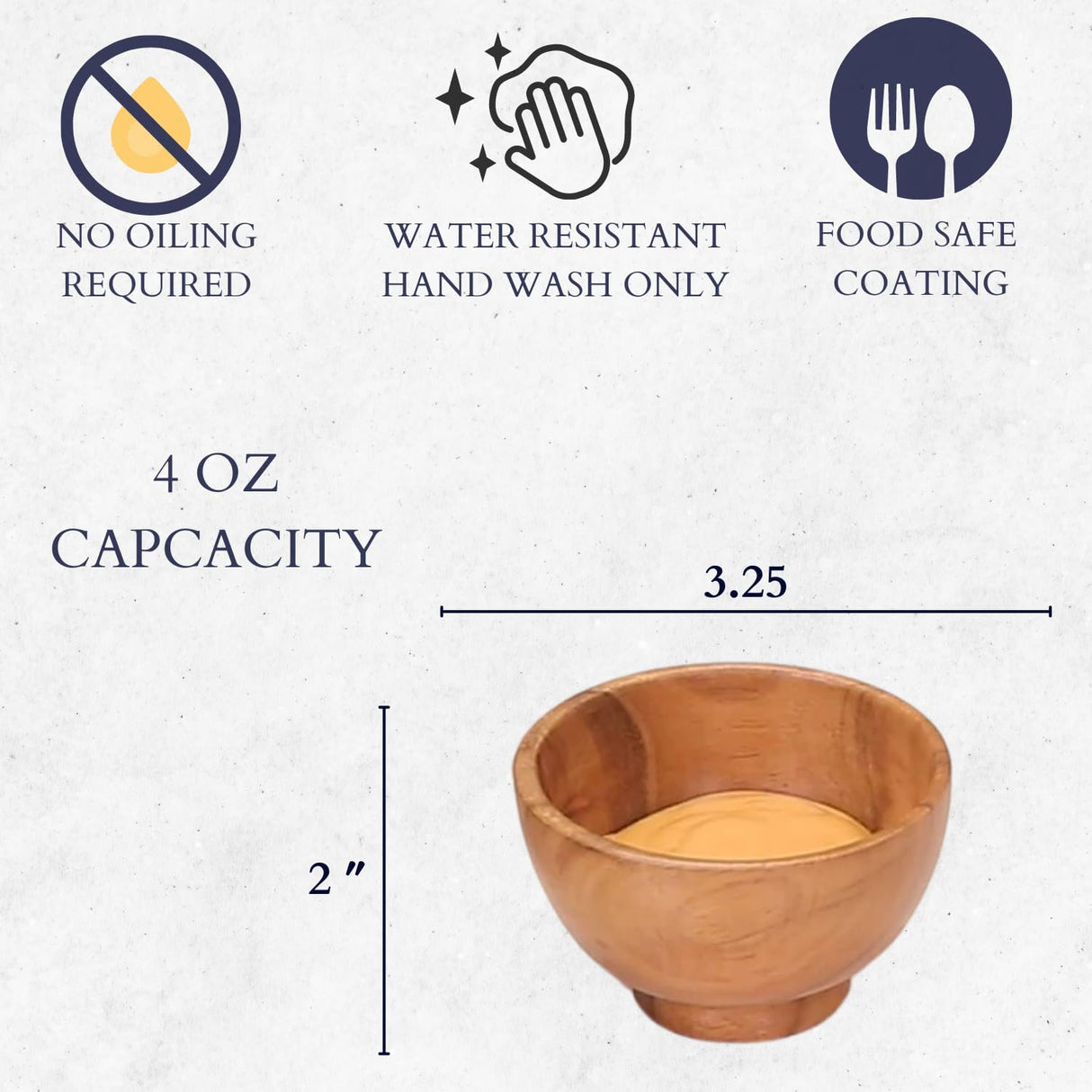 LAVAUX DESIGNS Set of 6 Acacia wood small bowls, 4 fl oz 3.25 * 2 inches | Hand carved wooden Kitchen Mini Cups for Dips, Sauce, Nuts, Prep, Spice & LAVAUX DESIGNS