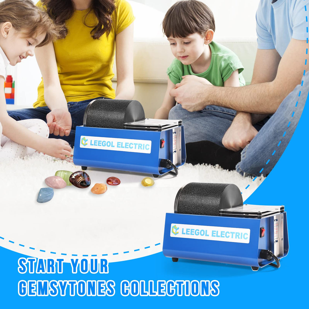 Leegol Electric Rock Tumbler Machine - Single Drum 3LB Rock Polisher (Single Barrel) Leegol Electric