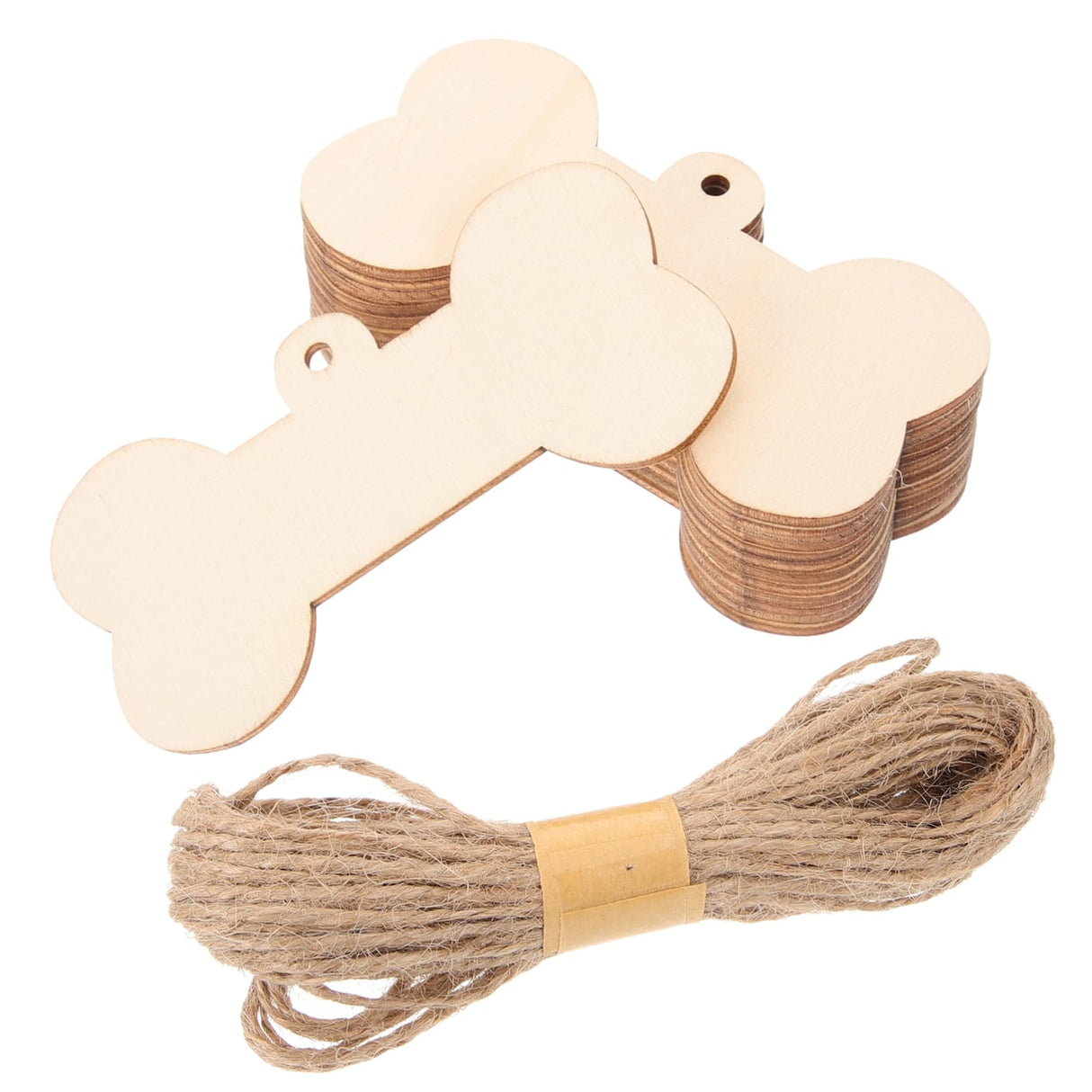 VOSAREA 1 Set Bone Wood Chips Dog Bone Gift Tags Embellishments Gift Tags Wood Dog Bone Cutouts Graffiti Wood Cutout Pet DIY Tag Unfinished Wooden VOSAREA