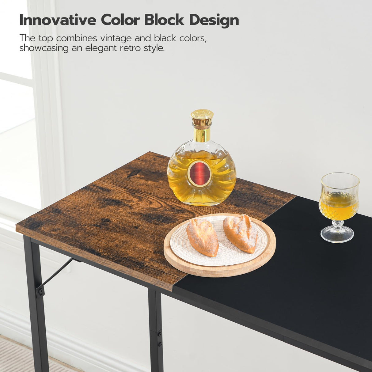 HOOBRO Bar Table, 47.1" Rectangular Pub Table, Tall Counter Height Pub Table, Long Bar Height Table for Small Space, Narrow High Top Table, Sturdy HOOBRO