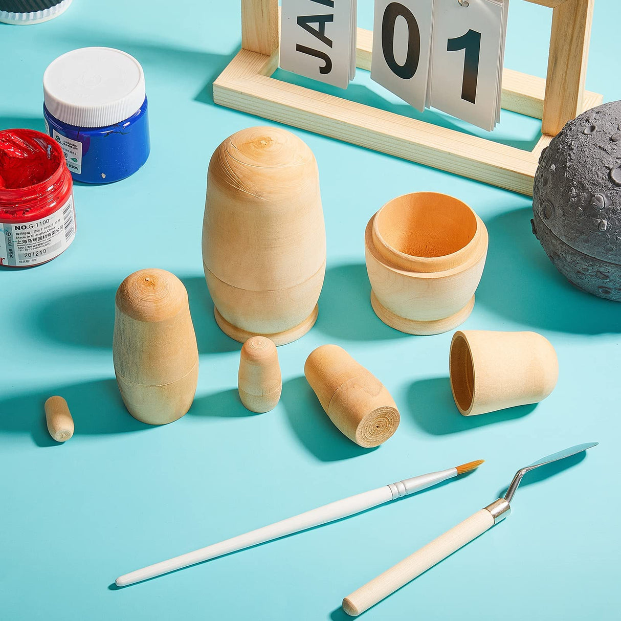 2 Sets Unpainted Nesting Dolls Blank Russian Nesting Dolls Personalize Create Your Own Christmas Russian Doll Wooden Matryoshka DIY Dolls Kit for Chalyna