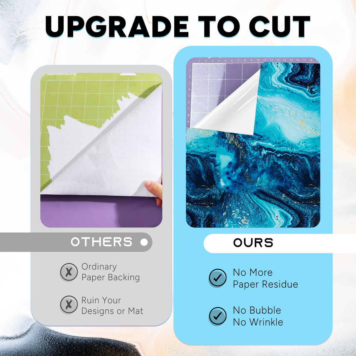 Tintnut Permanent Vinyl - 12 Sheets 12"x10", Marble Permanent Adhesive Vinyl Sheets, Watercolor Gold Pattern Self Sticker Waterproof Vinyl Compatible Tintnut