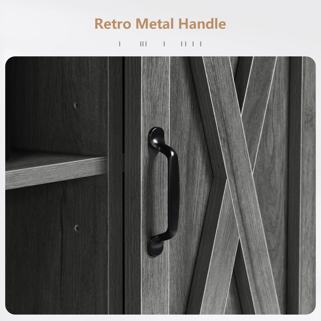 4 EVER WINNER Farmhouse Sideboard Buffet Cabinet with Storage, 42” Kitchen Cabinet with Sliding Barn Doors, Rustic Wood Coffee Bar Cabinet Table 4 EVER WINNER