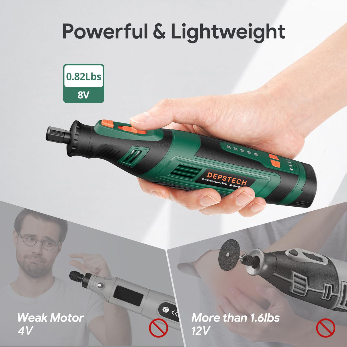 DEPSTECH Cordless Rotary Tool Kit, 8V 2.0Ah Rechargeable Battery, 30000RPM 5-Speed Multi Power Carving Tools, 127Pcs Accessories, Shield Attachment, DEPSTECH