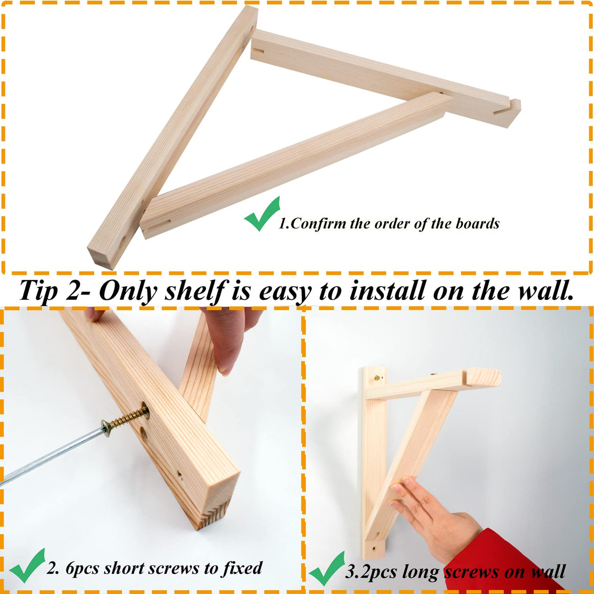 2 Pack Wall Mount Natural Wood Bracket Solid Bracket Shelf Supports Kits for Sconces Pendant Lights Swag Lamps Lighting Lamps Hanging Farmhouse HingoFuni