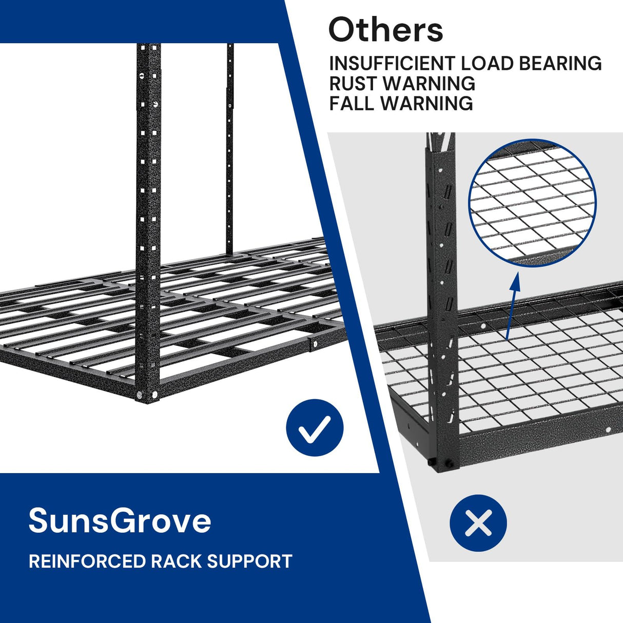 SunsGrove 4x8 Overhead Garage Storage Rack, 750LBS Adjustable Ceiling Mounted Storage Racks Heavy Duty, Hanging Garage Storage, 48 in. W x 96 in. L x SunsGrove