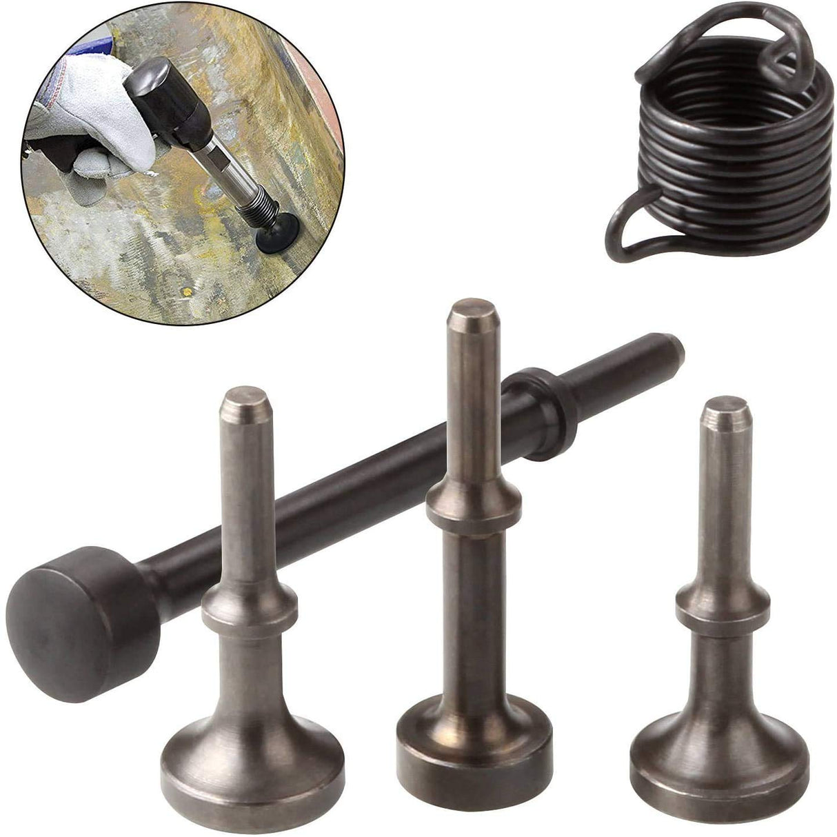 5 Pcs Air Hammer Bits Set, 0.401 Shank Smoothing Pneumatic Air Hammer Pneumatic Chisel Bits Tools Kit, Extended Length Hammer Tool With Spring. Dalekay