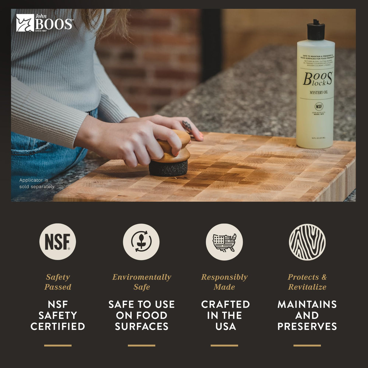 John Boos 16 Oz All Natural Beeswax Moisture Care for Wood Kitchen Cutting Boards, Boos Chopping Block & Countertops, Food Safe Charcuterie Essential John Boos