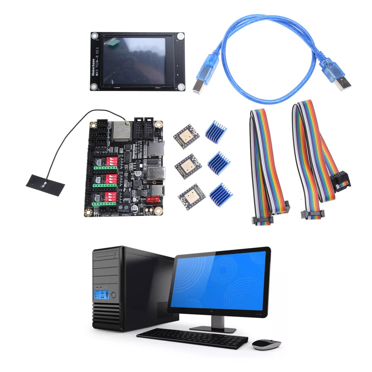 CHIUEAST Makerbase-MKS DLC32 V2.1 Motherboard GRBL 32bits Offline Controller TS24-R 3D Engraver Machine CHIUEAST