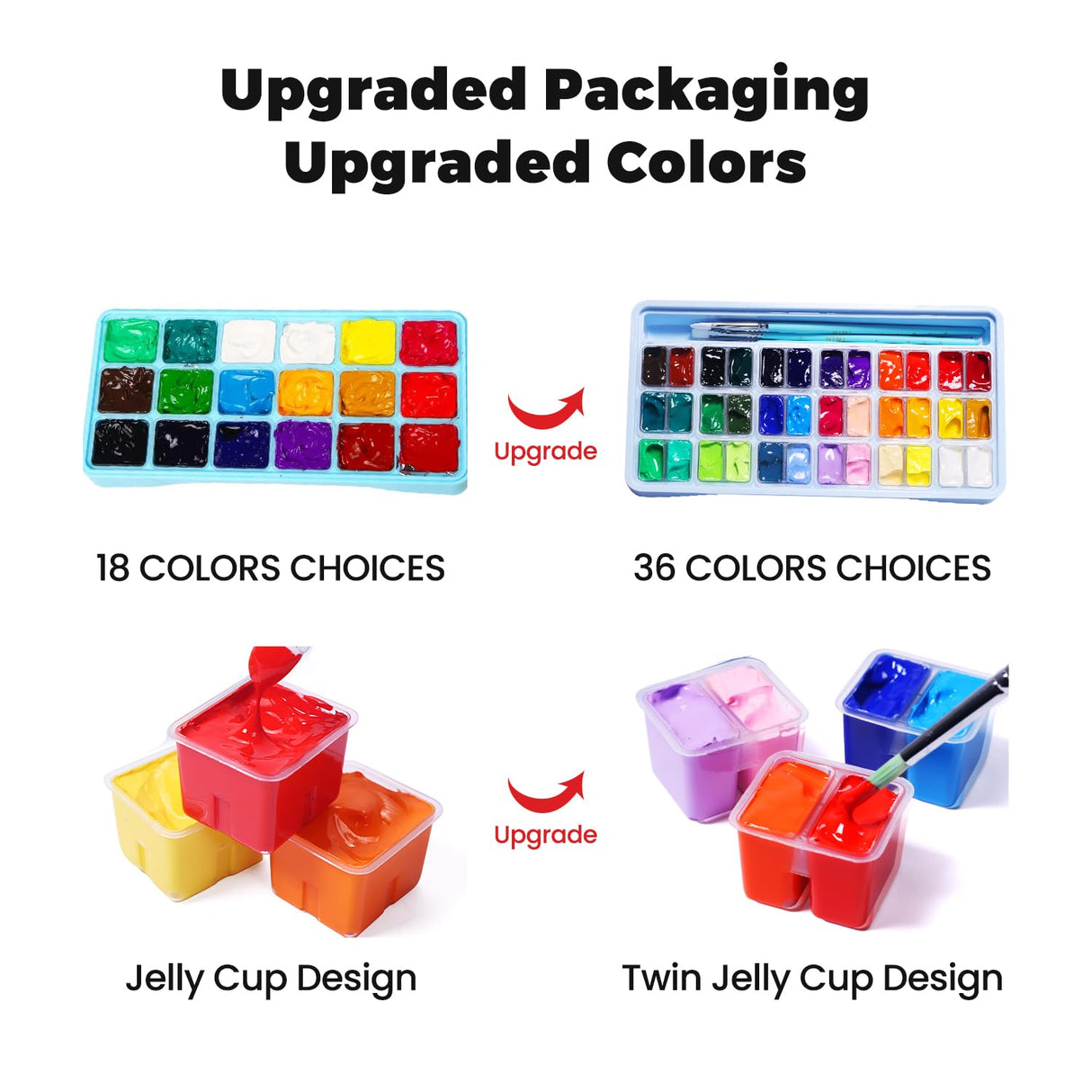HIMI Gouache Paint Set, 36 Colors x 12ml Twin Jelly Cup Design with 3 Paint Brushes and a Palette in a Carrying Case Perfect for Artists, Students, Artme