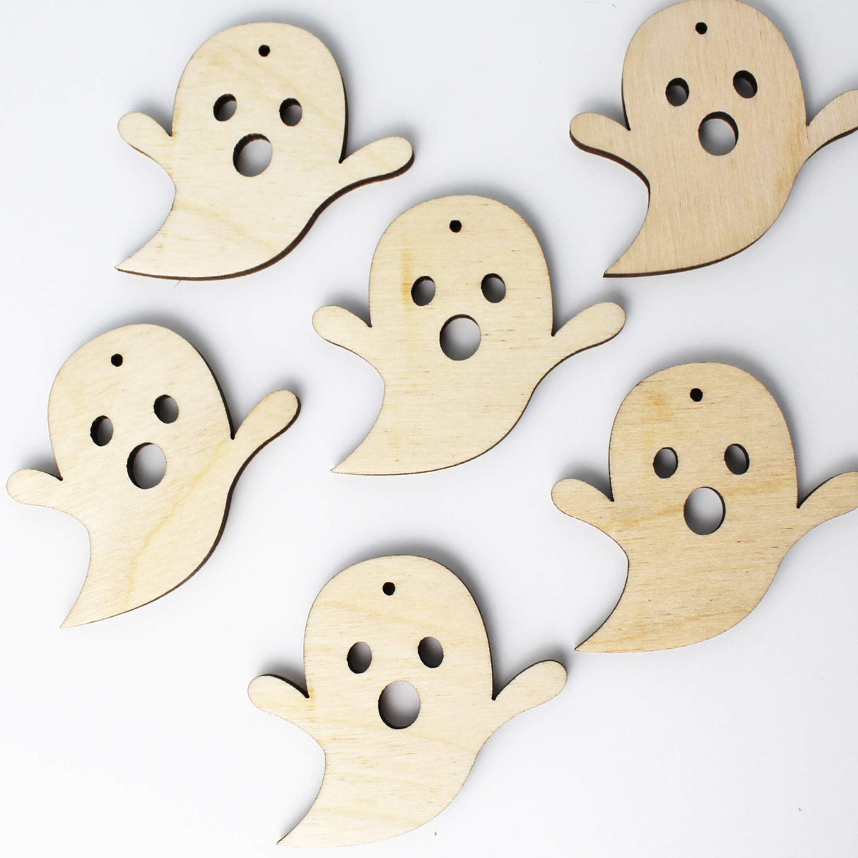 ALL SIZES BULK (12pc to 100pc) Unfinished Wood Laser Cutout Halloween Ghost Dangle Earring Jewelry Blanks Shape Crafts Made in Texas Texan Wood Crafts