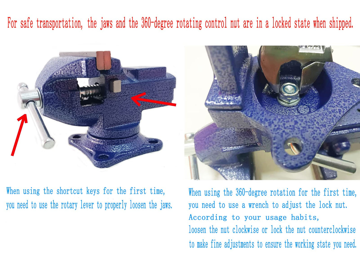 MYTEC Bench Vise or Table Vise, multifunctional jaw, multi-functional Combined Vise with Quick Adjustment, Universal Rotate 360° Work Clamp-On Vise, MYTEC