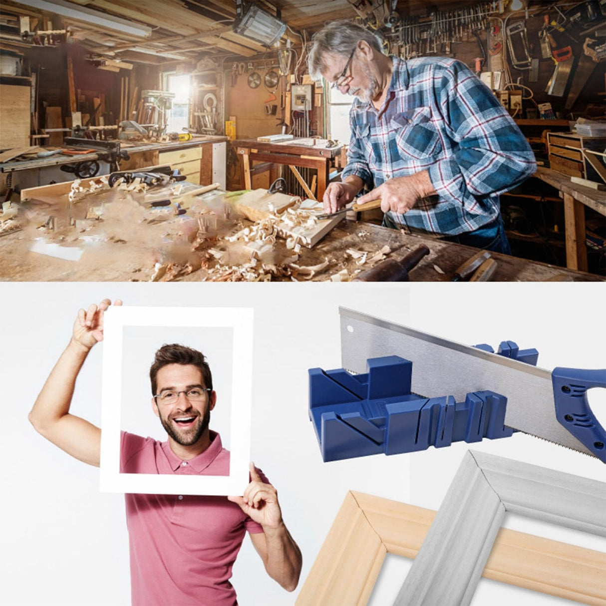 45° Miter Saw with Storage Box Miter Saw Box Cabinet Rugged Stable Angle Cutting Hand Miter Saw Cabinet Set for Woodworker LiebeWH