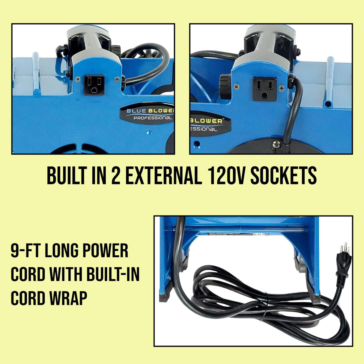 BLUE BLOWER PROFESSIONAL 300 CFM High Velocity Air Mover, Carpet Dryer, and Floor Fan. for Water Damage Restoration, Cooling, and Drying. BLUE BLOWER PROFESSIONAL