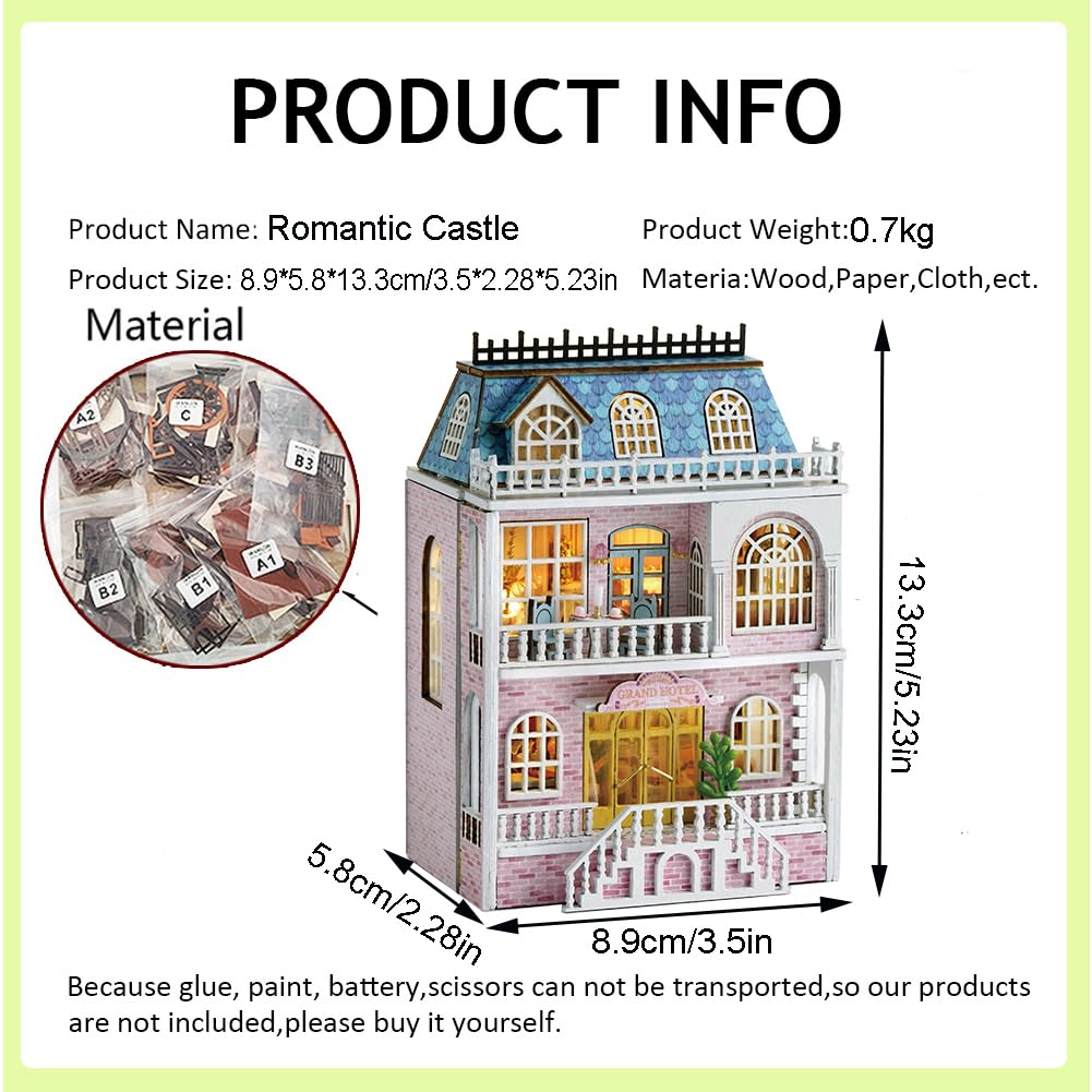 DIY Miniature Wooden Dollhouse Furniture Kit,Mini Handmade Doll House with LED,1:24 Scale Creative Woodcrafts Toys for Adult Friend Lover Birthday Montidey