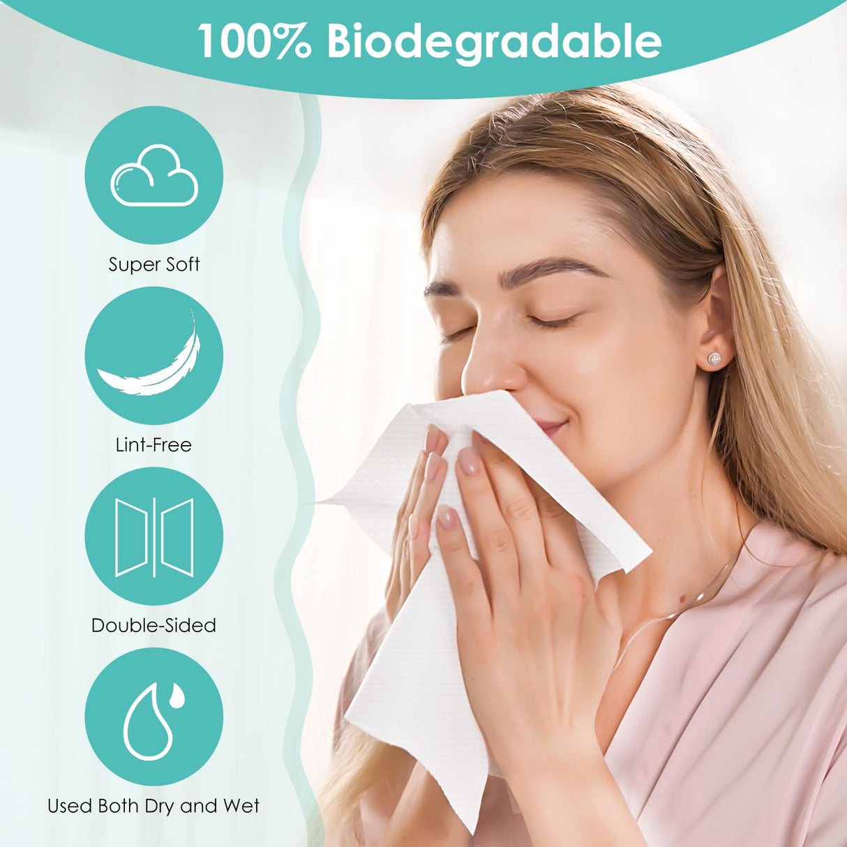 Ditoi Disposable Face Towels, Biodegradable Facial Towels, Super Soft and Thick Clean Towels XL, Makeup Remover Dry Wipes, Face Cloths for Sensitive Ditoi